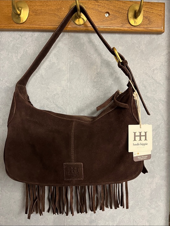 Haute Hippie Handbags - Haute Hippie Chocolate Brown Suede Fringe Short Shoulder Hobo Bag